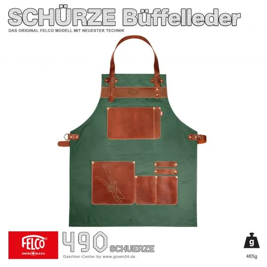 FELCO 490 Gartenschürze aus Segeltuch und Büffelleder