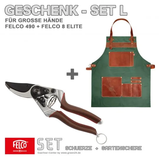 Geschenk-Set L: Felco 8 Elite + Felco 490 Lederschürze